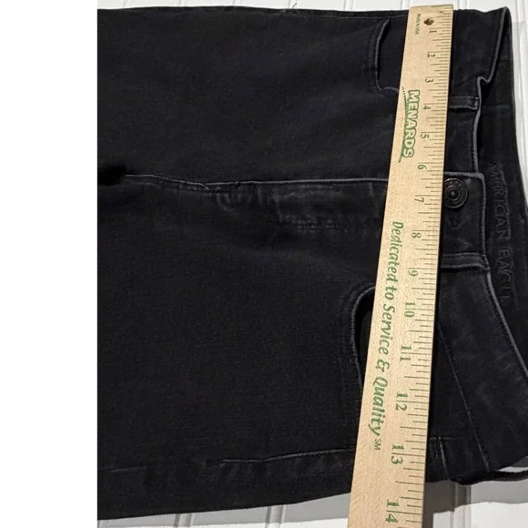 American Eagle The Dream Jean Super Skinny High Waisted Black Denim 6 Long - Picture 6 of 8